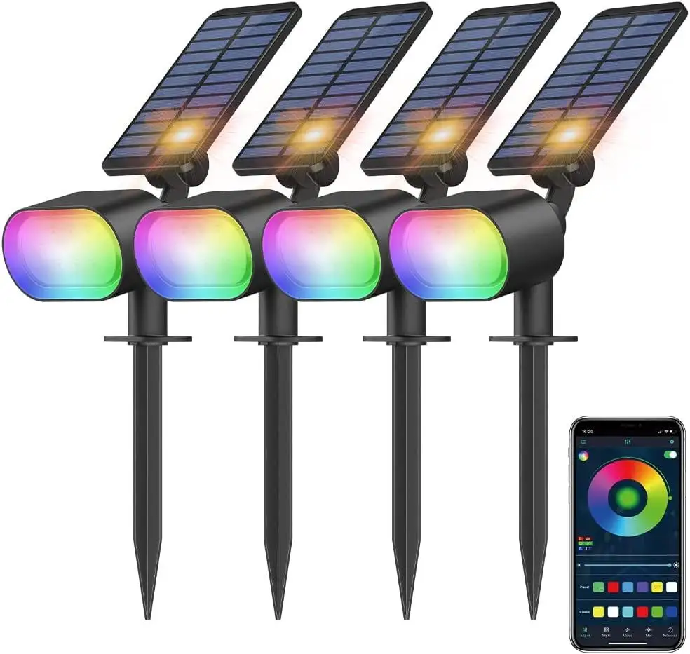 Zonne-Energie Licht Tuinlamp Met App Controle Ip65 Rgb Waterdicht Decoratief Licht Buitenverlichting Voor Tuin/Tuin