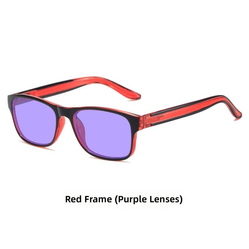 Red frame-purple lens