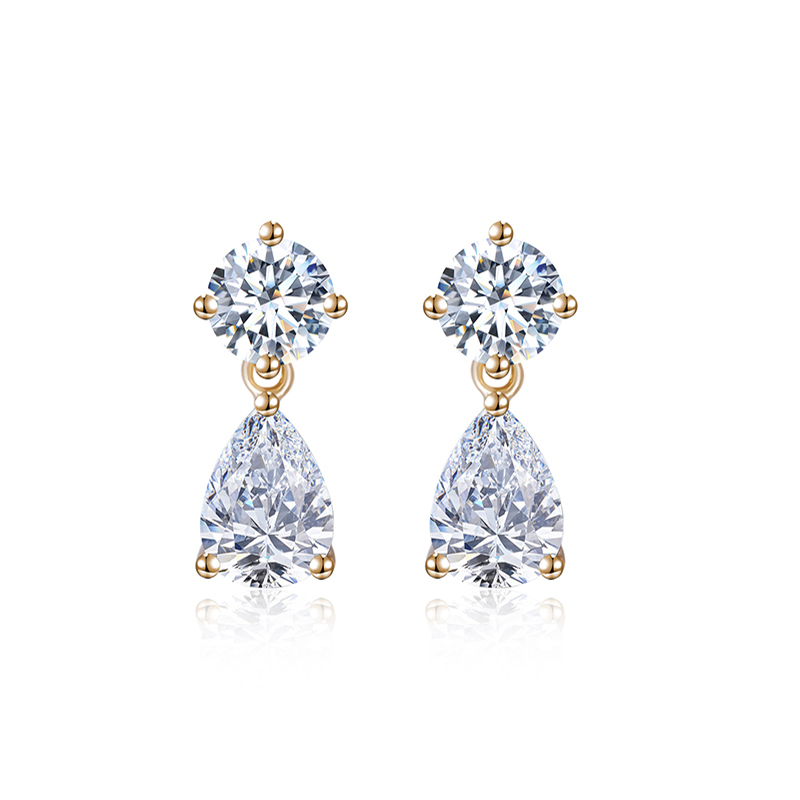 Boucles d'oreilles Moissanite en or jaune 9 carats