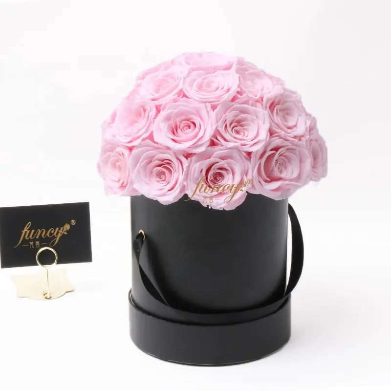 Rosa en caja de regalo con forma de cúpula personalizada, arreglo con forma de cúpula Real Natural de larga duración inmortal para siempre, flor preservada