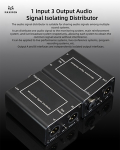 Divisor de audio MAXIMON 1in 3 Out con aislador para grabación de estudio y uso de rendimiento - Product Image 3
