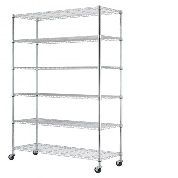 AMJ Hot Selling Heavy Duty Wire Shelving Nsf 6 Tiers Adjustable Chrome Metal Wire Storage Rack
