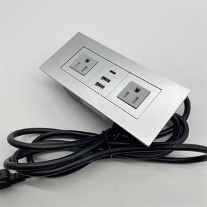 Flush <strong>Mounted</strong> Office Furniture Desktop Power Usb Recessed Rectangular <strong>UK</strong> Power Outlet Socket /office Desk US Power Panel Socket - Product Image 1