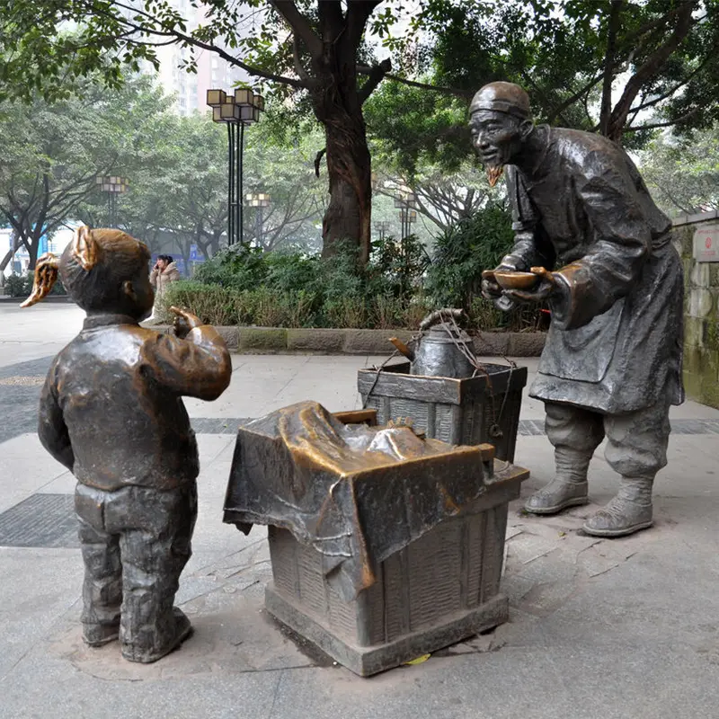 Decoração de jardim chinês menino e velho homem, personalizado, escultura bronze, arte ao ar livre, figura, menino nuo, estatuas, escultura