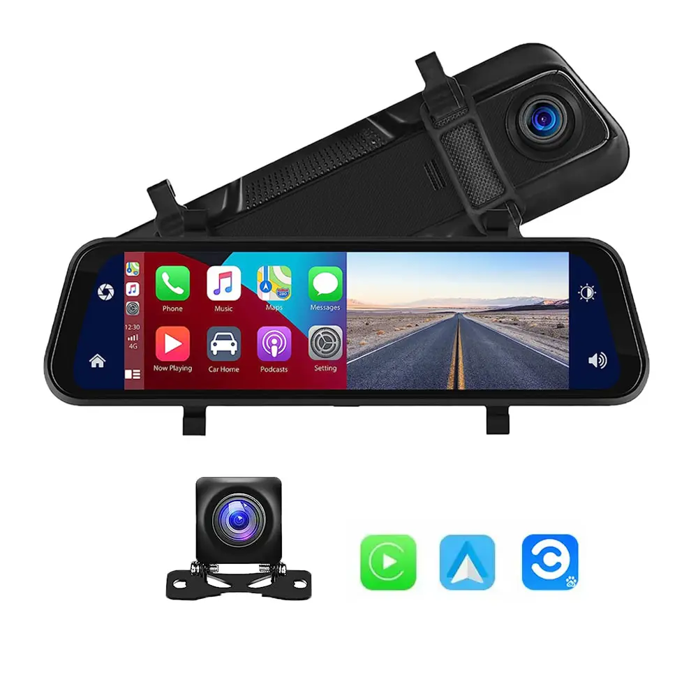 2023 Newest Selling Well 9.66inch 2K Carplay Dual lens Car mirror Dash Camera DVR with Wifi GPS Dashcam Carplay 4K Dual Mirror D