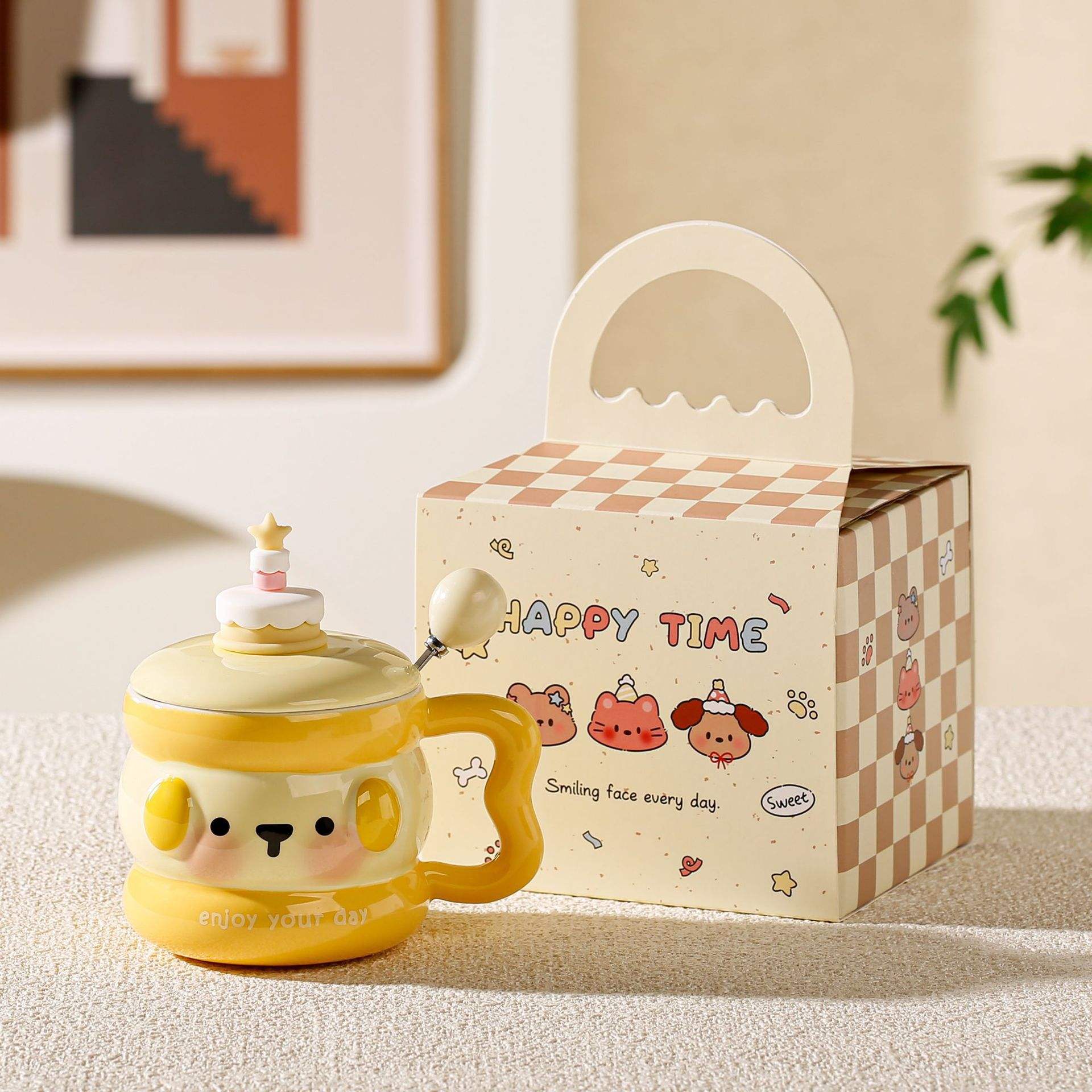 กล่องของขวัญกระเป๋าถือสีเหลือง