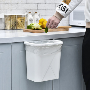 Yüksek kaliteli duvara monte 7L 9L plastik çöp kutusu kapaklı dikdörtgen açık mutfak çöp kutusu - Product Image 1