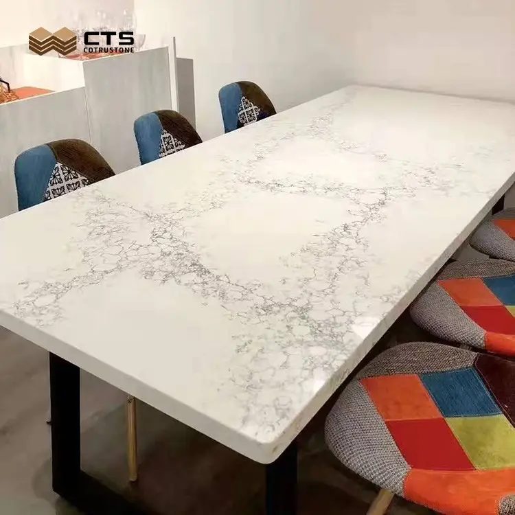 שולחן למעלה אבן אוכל קוורץ מלאכותי קוורץ מלא Bullnose לבן קוורץ למעלה-01 CN;FUJ CTS