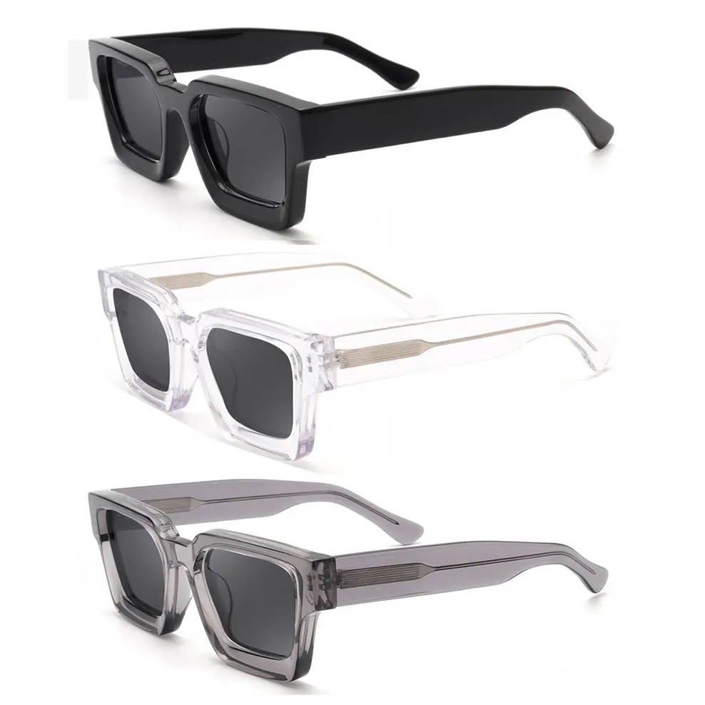 Occhiali DL occhiali da sole polarizzati rettangolari in acetato all'ingrosso occhiali da sole quadrati con montatura TR90 spessa di fascia alta 2023