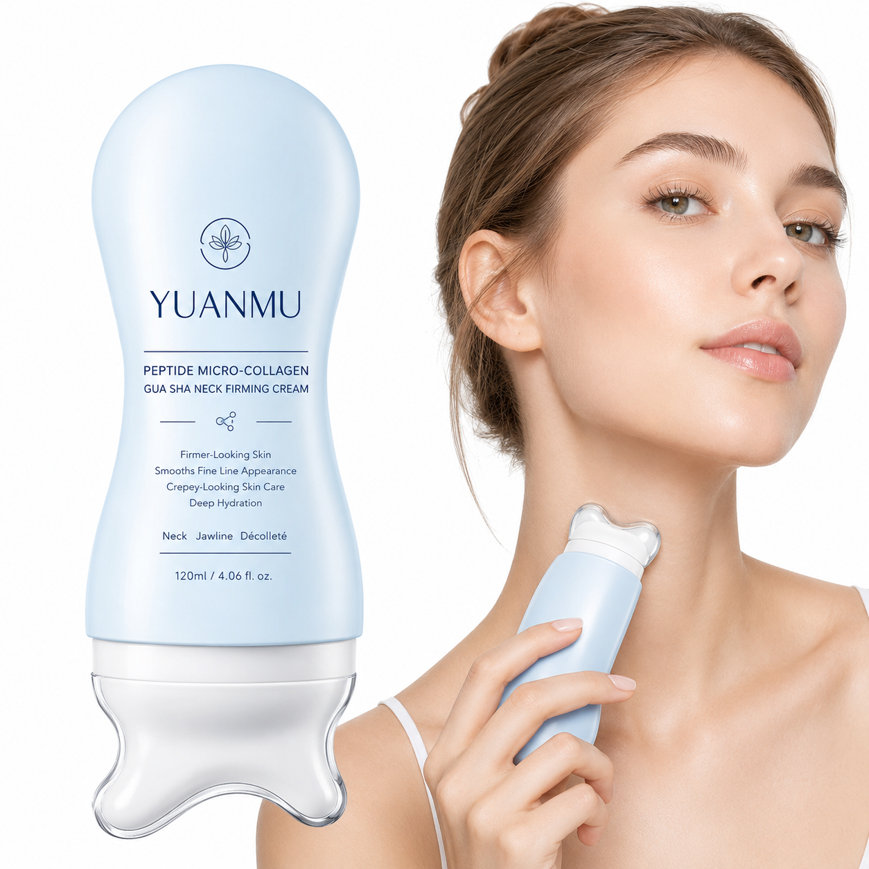 Crema Reafirmante para el Cuello con Masajeador Gua Sha Integrado
