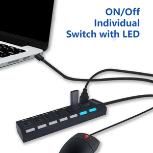 Just <strong>Link</strong> 7-Port LED <strong>USB</strong> 2.0 Adapter Hub Splitter with Power Adapter On/Off Fuse Button for <strong>PC</strong> - Product Image 5