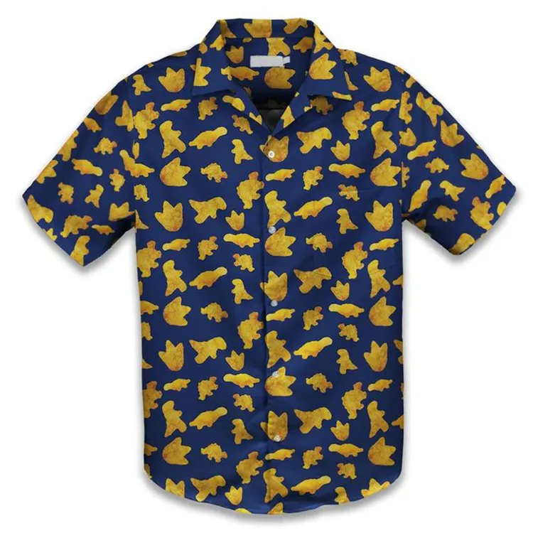 Impresión personalizada Vintage para hombre camisa hawaiana con estampado completo orgánico de moda popular personalizada