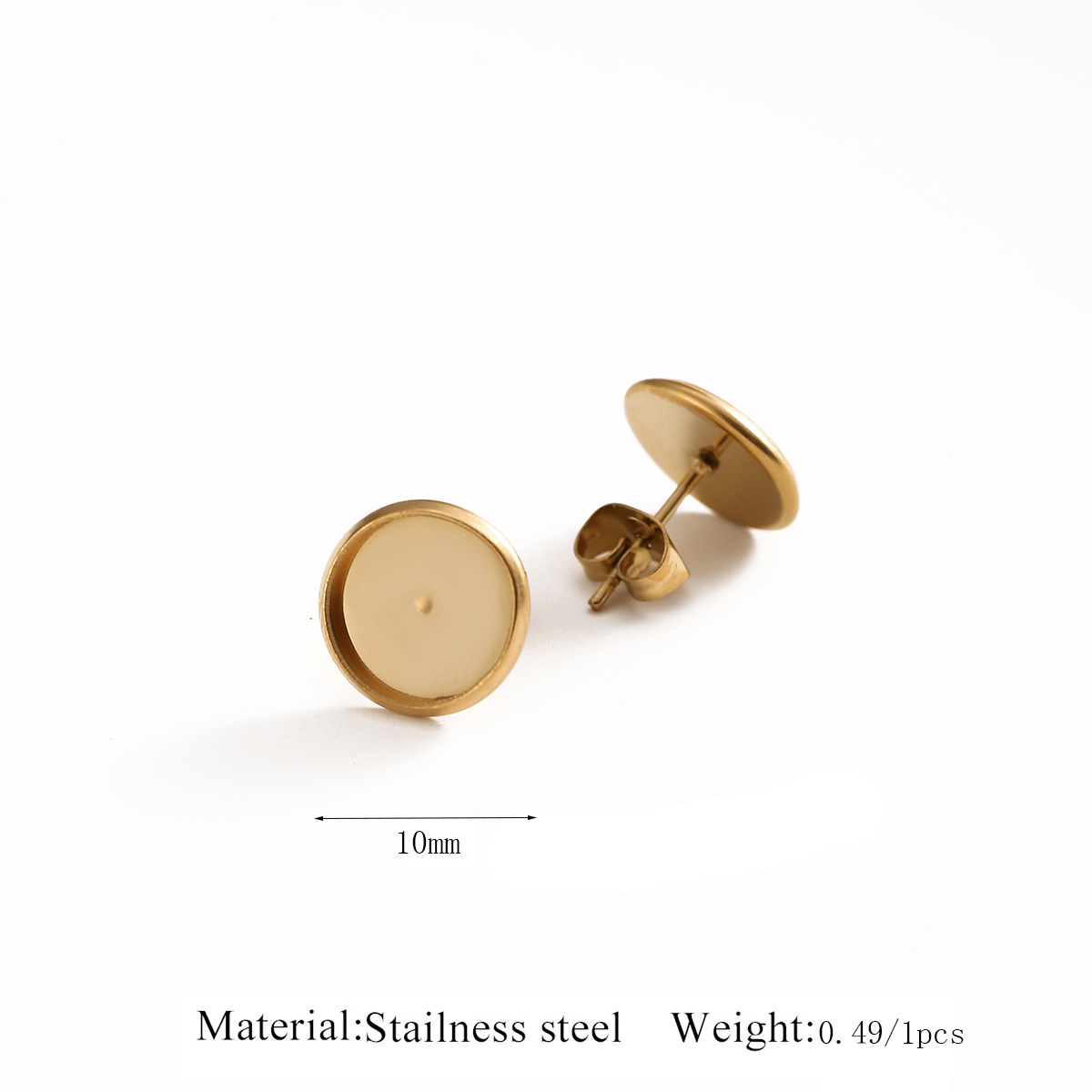 Disque doré de 10 mm pour soudure d'oreille à broche.