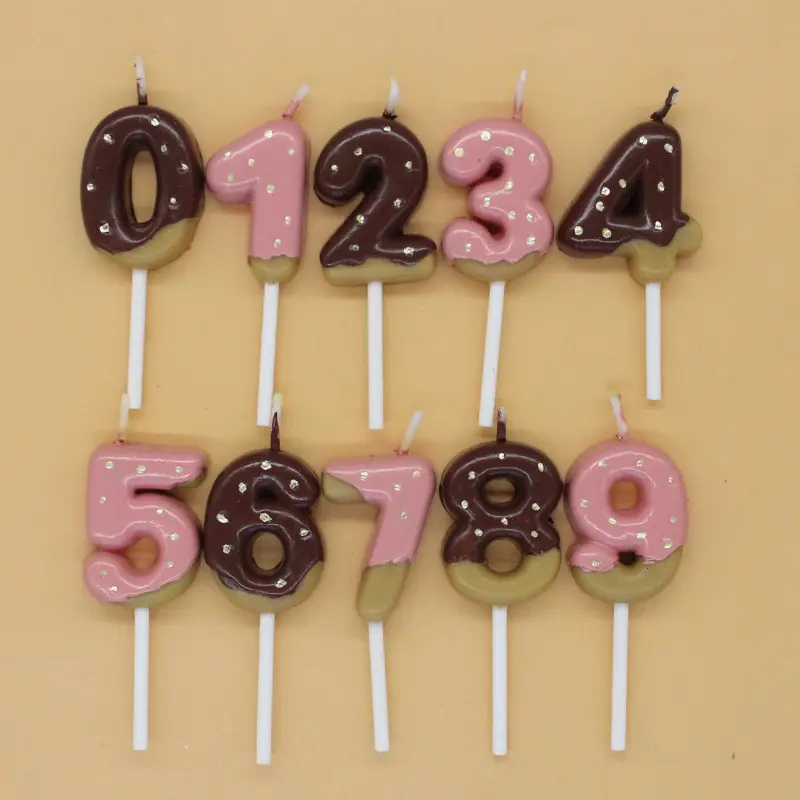 AIMI Partido novidade aniversário número 0-9 vela Cute Sobremesa chocolate Biscoitos forma Feliz Aniversário Velas para presentes de crianças