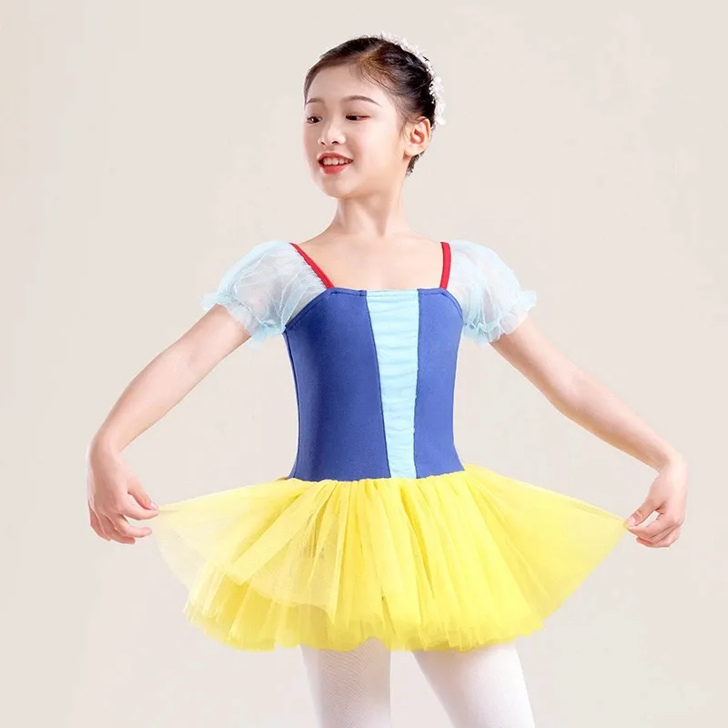 Vestido de tutú de Ballet para niñas, ropa de princesa de baile, leotardos con cuatro capas