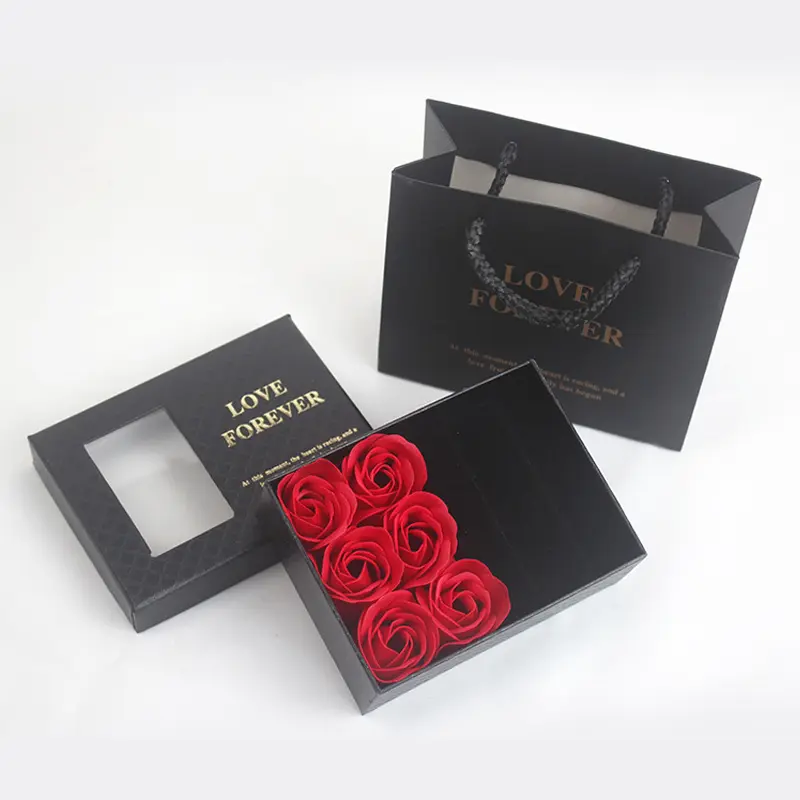 Caixa de presente com 6 cabeças de sabão, caixa de presente para dia dos namorados com rosas e flores, presente de aniversário de 2022