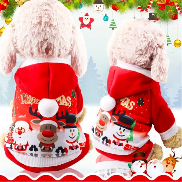 Ropa navideña para perros pequeños, disfraz de Papá Noel para Pug, Chihuahua, Yorkshire, mascota, gato, ropa de Año Nuevo, chaqueta, abrigo, disfraz de mascotas