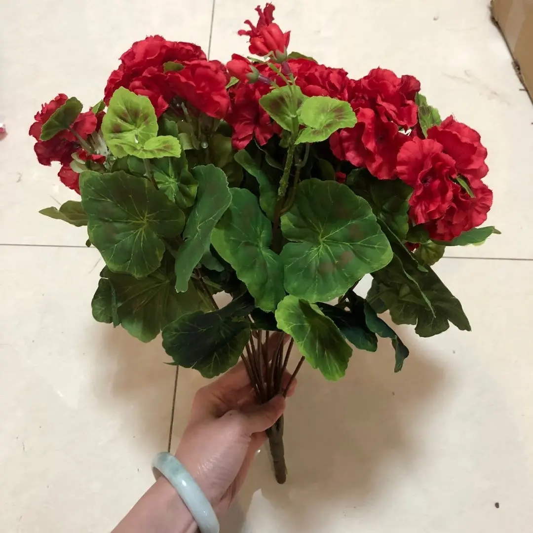 A-1162 Hayun Bunga Begonia Buatan, Pot Bunga Geranium Buatan 45Cm