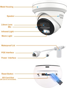 HK OEM <strong>5MP</strong> <strong>Ip</strong> <strong>Camera</strong> Poe Active Deterrence Turret Outdoor Security <strong>Camera</strong> IP67 Two-Way Audio Color Vision 98ft, 2.8mm Full Metal - Product Image 6