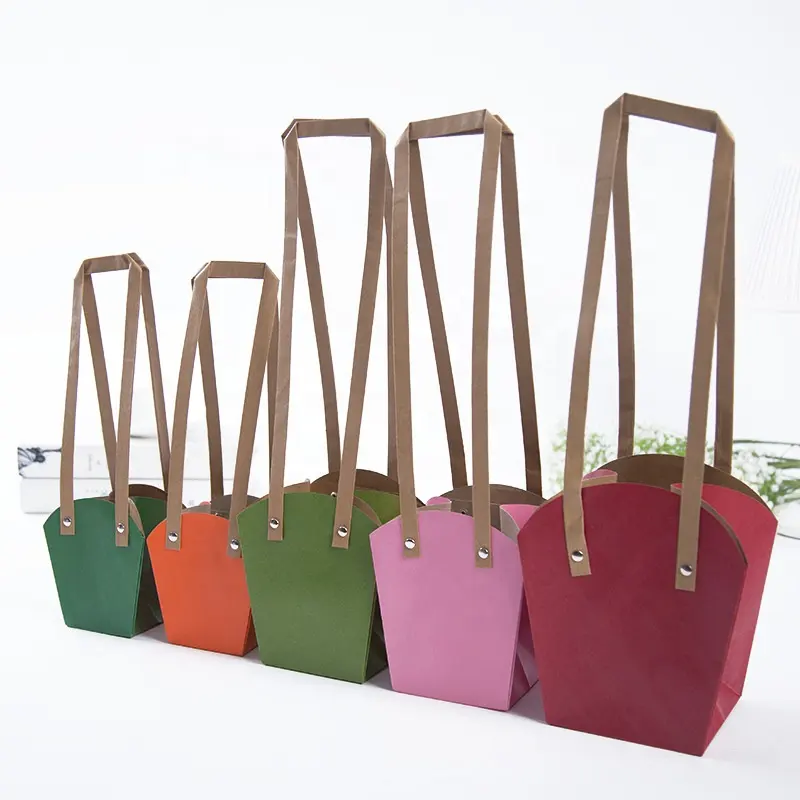 Sac de rangement Kraft étanche pour Pots de plantes, pochette à poignée pour stockage de fleurs