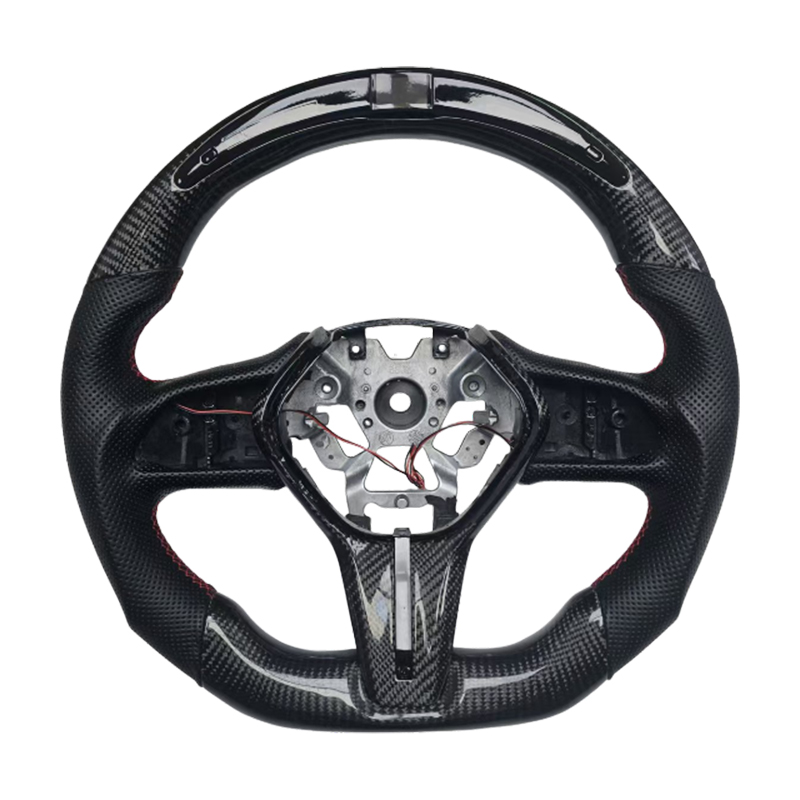 Cuir perforé + Fibre de carbone + LED + Bande supérieure rouge