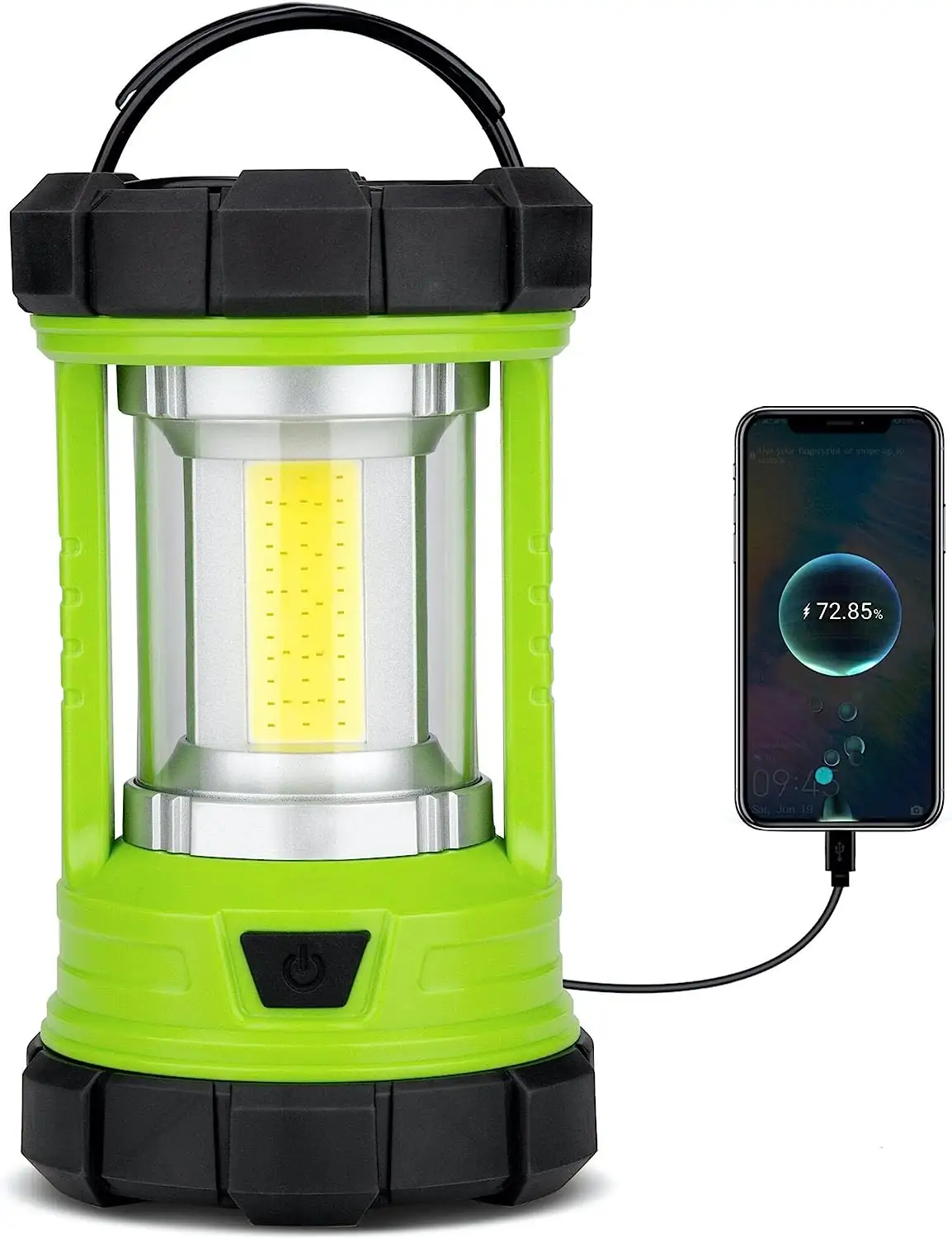 Lanterne de camping rechargeable, 3000LM 5 modes d'éclairage, chargeur de téléphone, lampe de poche LED résistante aux chocs, portable et étanche