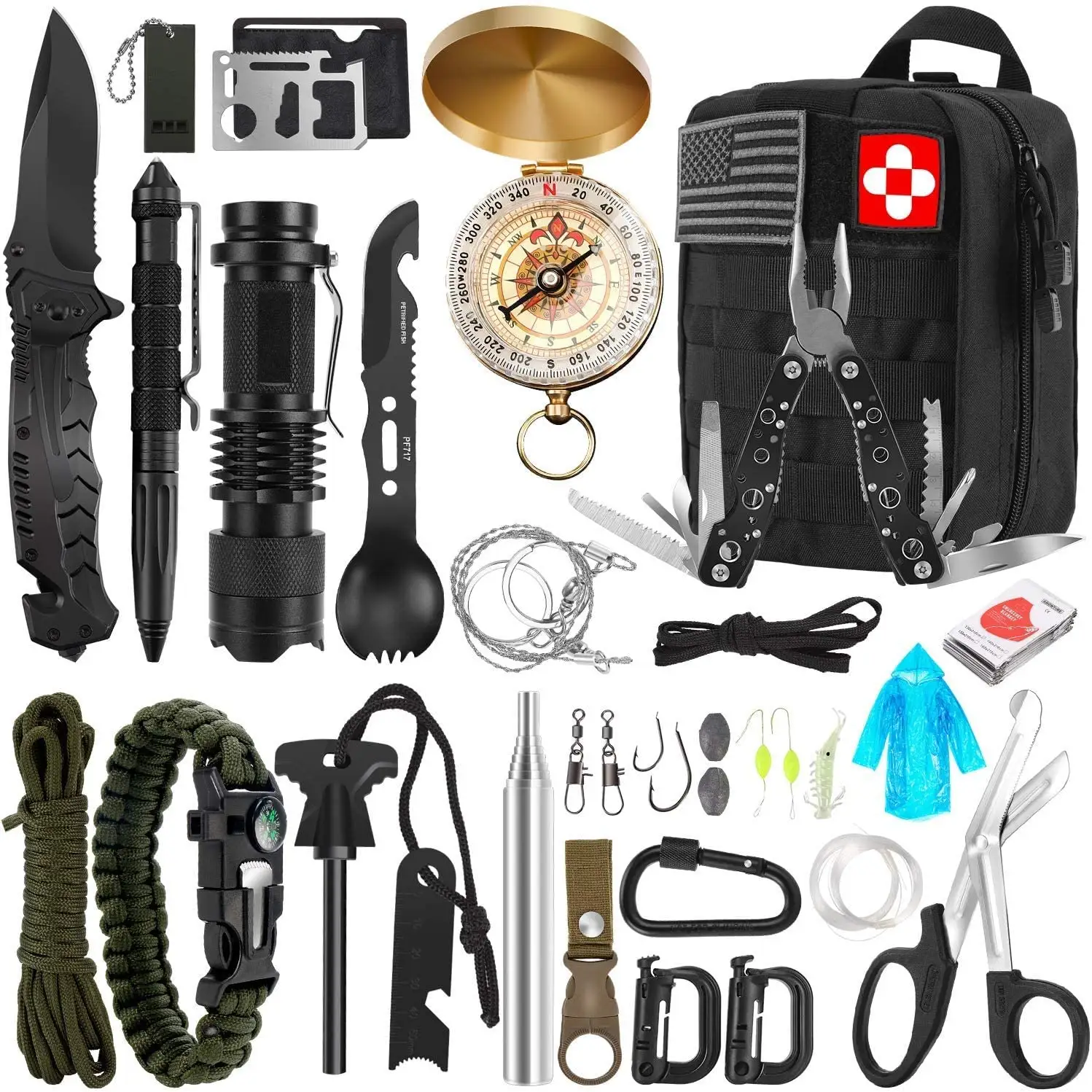 250Pcs Survival Gear First Aid Kit with Molle System Compatible Bag  Emergency Kit for Earthquake  Outdoor Adventure  Hiking