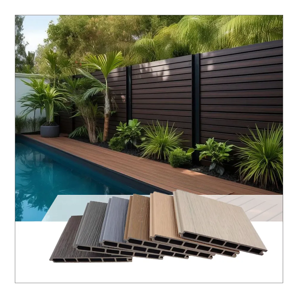 Valla de jardín impermeable y resistente a los rayos UV, tablero de fácil instalación, 180x180, VALLA DE WPC de plástico y madera para exteriores