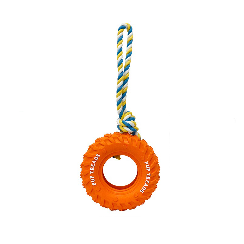 Pneu en caoutchouc orange + corde