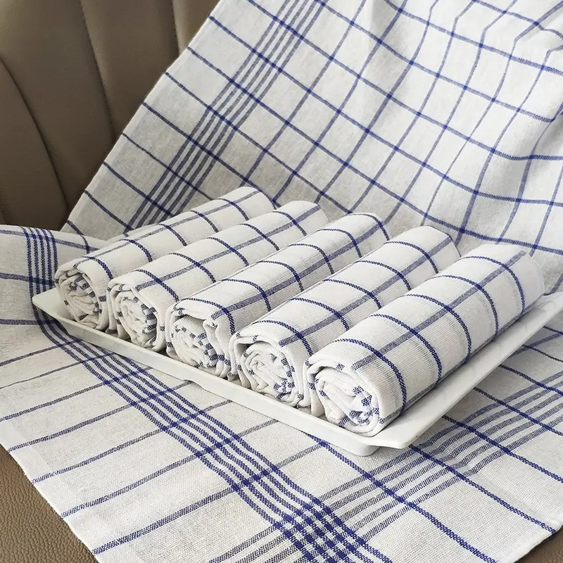 Toalha de chá de linho e algodão, toalhas de cozinha absorventes e confortáveis, malha de linho