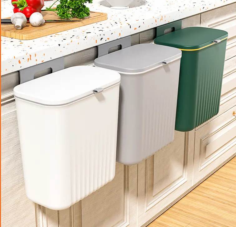 Doppelseitig offen hängende Wand halterung Eimer Küche Kompost behälter Mülleimer mit Deckel Wohnzimmer Easy Kitchen Haks