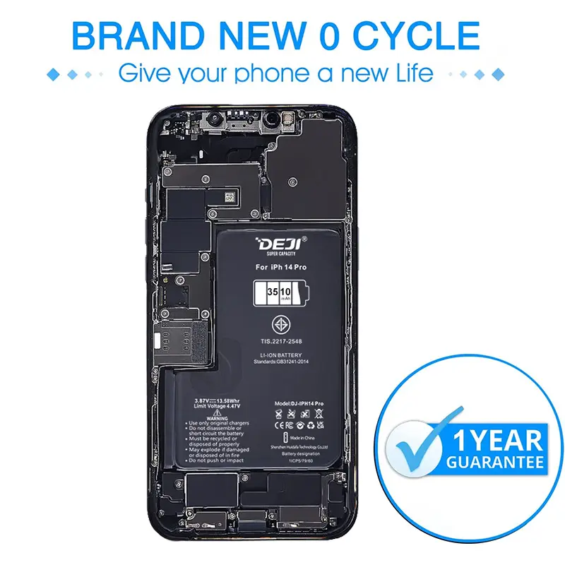 CE ยอมรับฉลาก OEM ODM 100% Zero Cycle 3.87v 3510mAh แบตเตอรี่สําหรับ iPhone 14 PRO