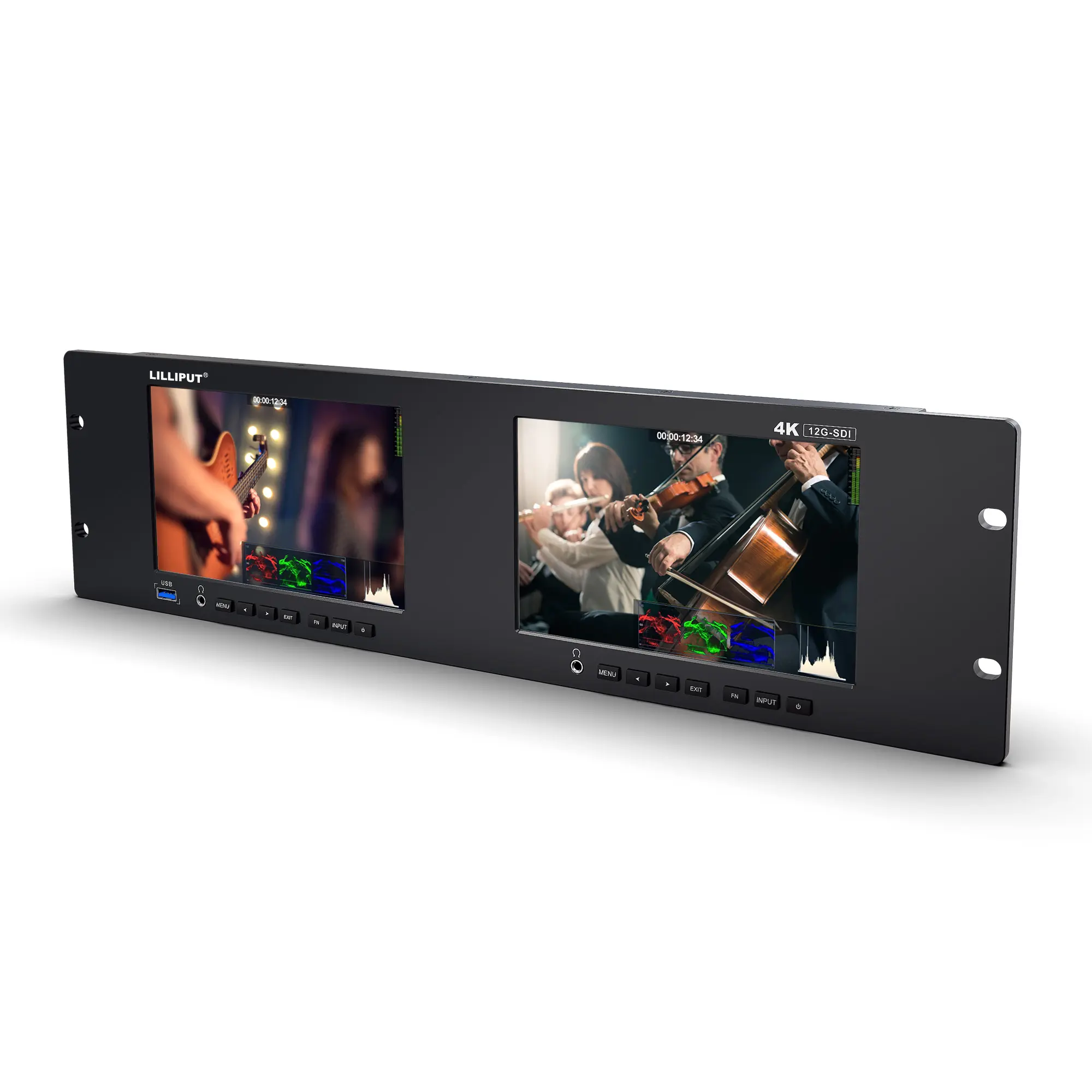 حامل بشاشة 7 بوصة مزدوجة 4K مثبت على البث المباشر وتطبيق البث لجدار الفيديو شاحنات البث