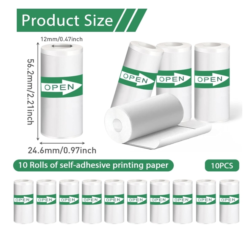white -10 rolls sticker paper