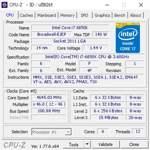 Procesador Intel I76850k 6 Core 140W LGA 2011-3 Socket Procesador I7 6850K CPU - Product Image 5