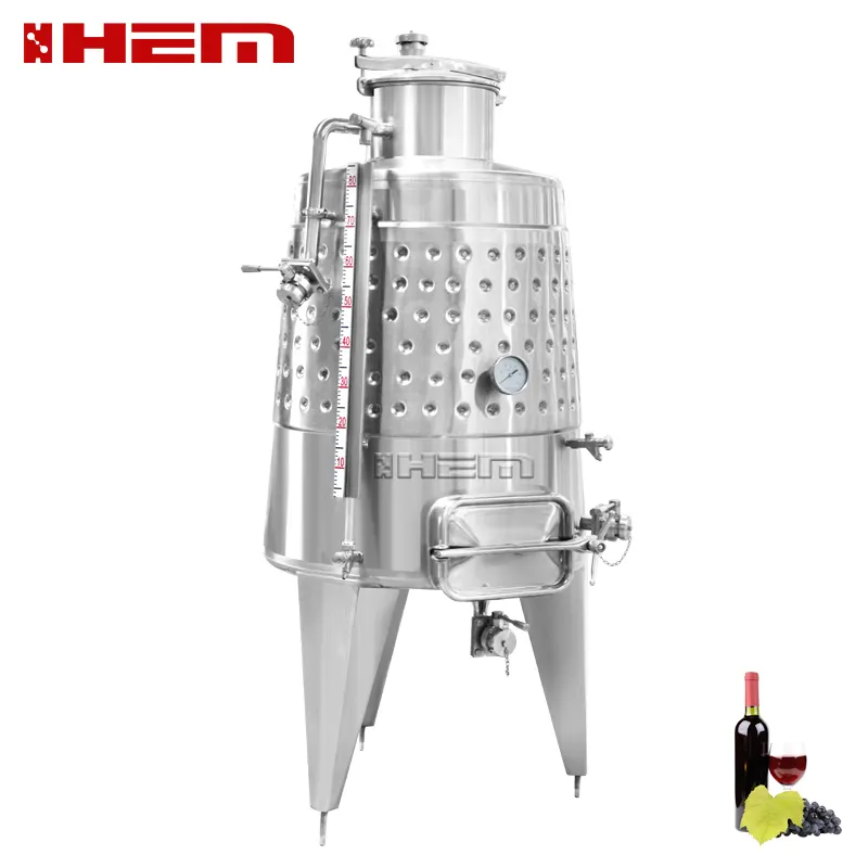 Equipo industrial de tanque de fermentación de vino cónico, acero inoxidable