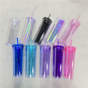 Temizle Drinkware 16oz <span class=keywords><strong>19oz</strong></span> 20oz plastik bardak çift duvar şeffaf akrilik plastik kullanımlık su kahve seyahat pipetli bardak
