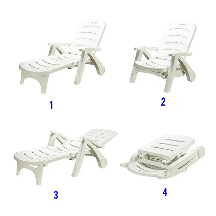 Nouveau produit BC-2 pliable en plastique blanc chaises longues chaises longues de plage avec de bons prix