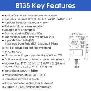 DX-BT35-set Direct use develeper kit A2DP\AVRCP+BLE5.2 <strong>Bluetooth</strong> <strong>module</strong> 50m 8dBm Uart serial communication <strong>AT</strong> <strong>command</strong> - Product Image 2