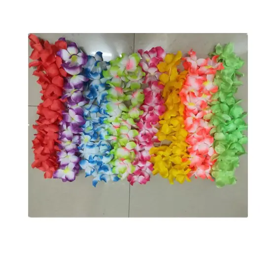 Venta caliente Artificial Hawaii Colorido Flor Collar Guirnalda Hawaiana Cuello Bucle guirnalda