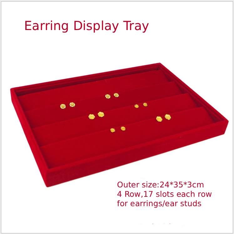 Rouge (Plateau à Boucles d'Oreilles en Velours)