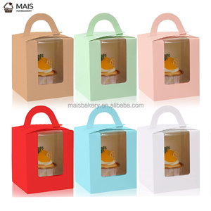MaisBakery制造带透明窗口的单纸杯蛋糕盒带手柄的单纸杯蛋糕盒 - Product Image 1