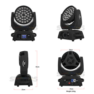DMX Lyre Wash 36x18W RGBWA UV 6in1 LEDズーム移動ヘッドDjディスコステージパーティーライト