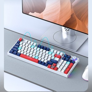 Teclado mecánico de teclas H96 con perilla 3 modos RGB Anti-Ghosting teclado de plástico para juegos de intercambio en caliente - Product Image 6