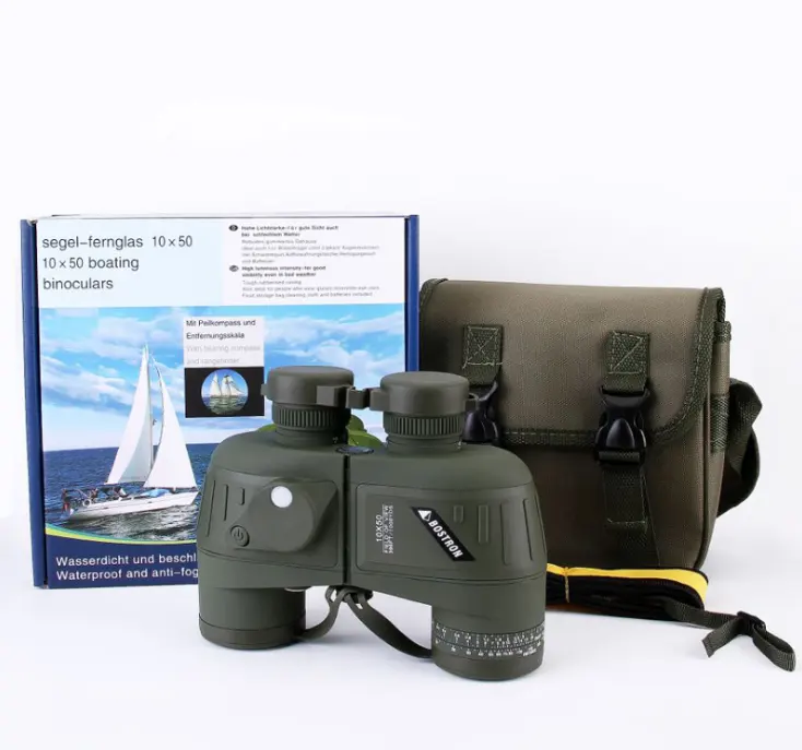Binoculares marinos para adultos, binoculares de navegación impermeables con telémetro y brújula para viaje, navegación en bote, 10x50