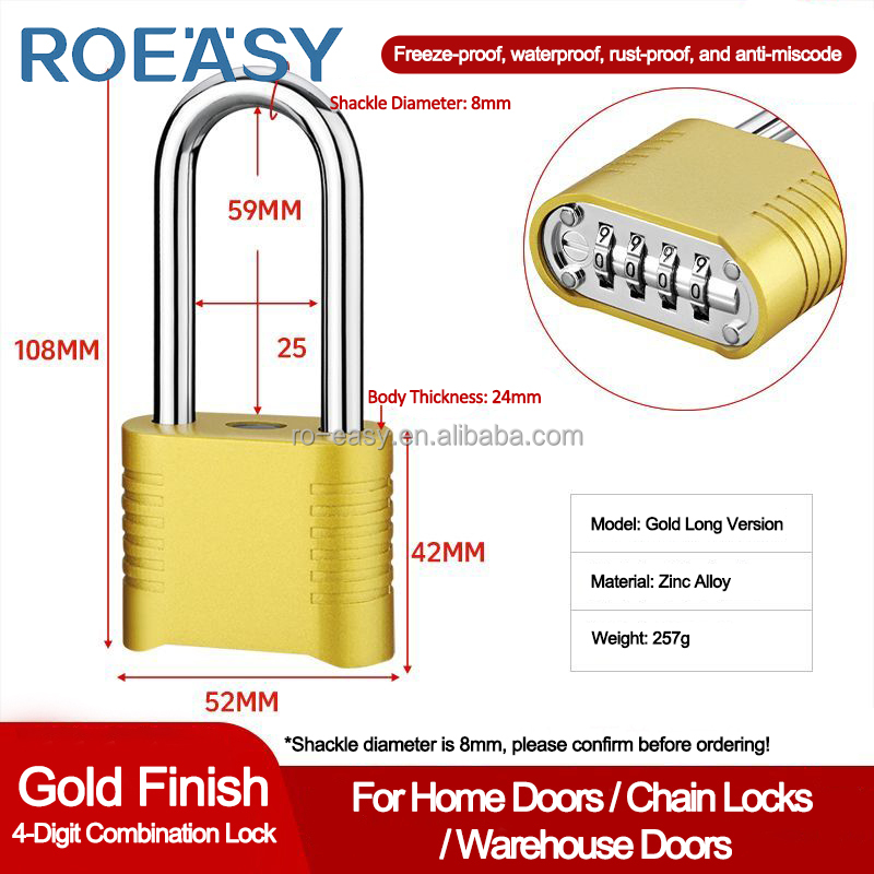 Gold-Long Shackle(Anti-code jamming)