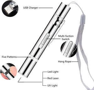 Mini tragbares Multifunktion muster Rot UV-Licht Taschenlampe Grünes Licht Katze Laser Zeiger Stift Spielzeug für Katzen - Product Image 5