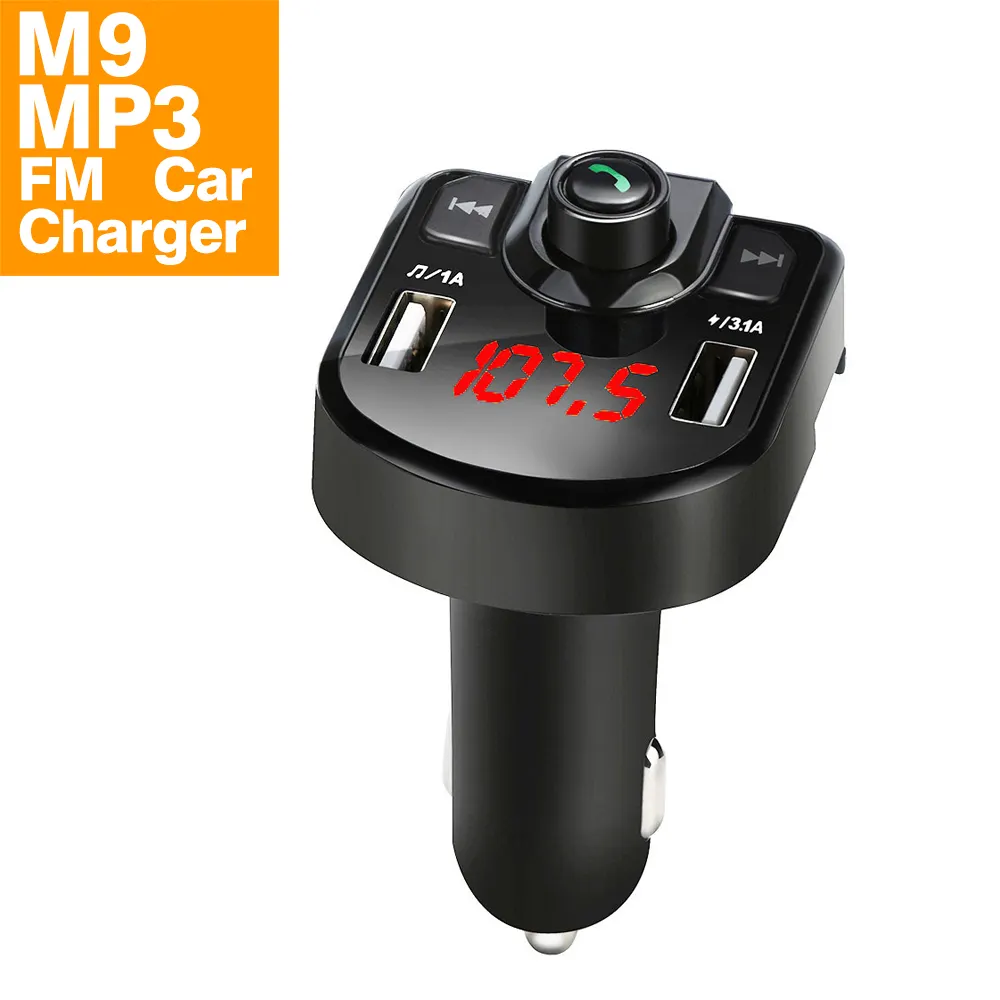 M9 transmissor FM 2 USB dual port 3.1A carga rápida MP3 carregador de carro mãos livres phone call suporte TF cartão USB jogo Bt5.0