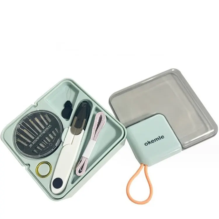 New Design Portable MINI Sewing Accessories Green Plastic Household Sewing Kit for Hotel Travelling