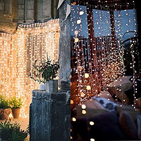 Window Curtain String Lights 300 led Fairy Twinkle Lights for Room Wedding Party Backdrop Outdoor Indoor Decoration